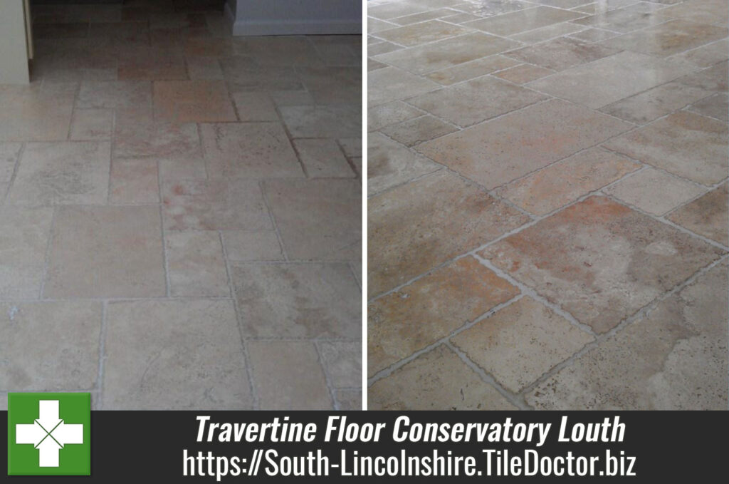 Travertine floor tiles in a Conservatory, Louth