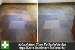 Natural Riven Stone floor stripped and re-sealed in Boston