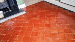 Abused Quarry Tiled Floor after cleaning Louth