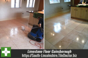 60m2 Limestone floor tiles restored in Gainsborough