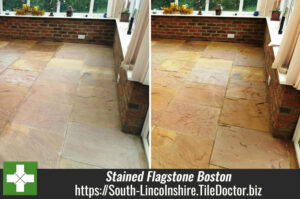 Restoring a Stained Flagstone Tiled Floor in Boston