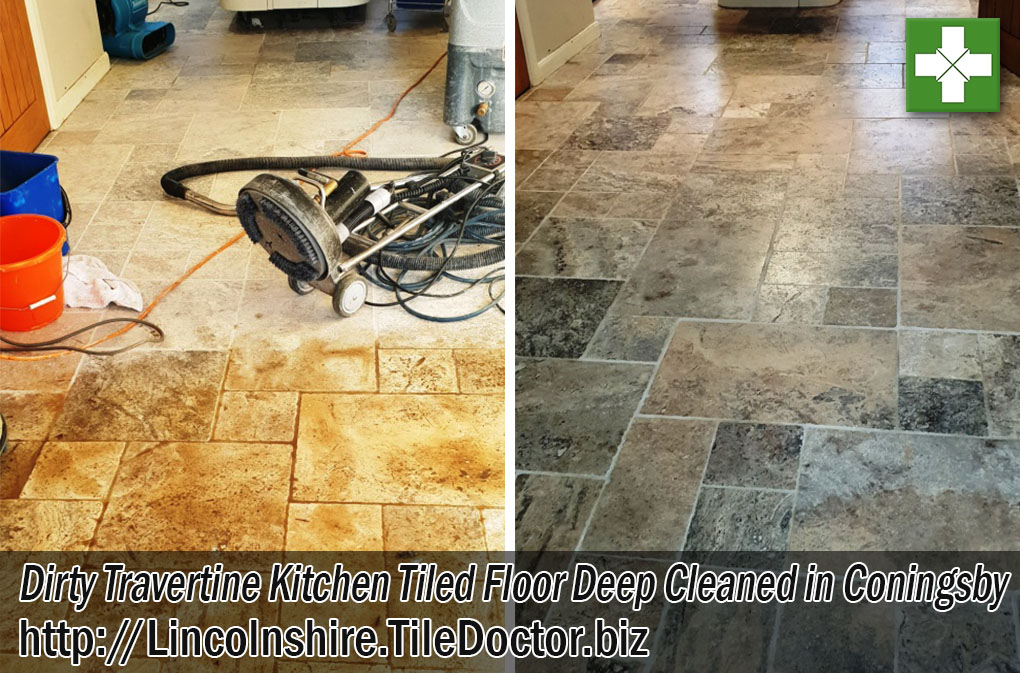 Travertine Tiled Kitchen Floor Cleaned Sealed Coningsby