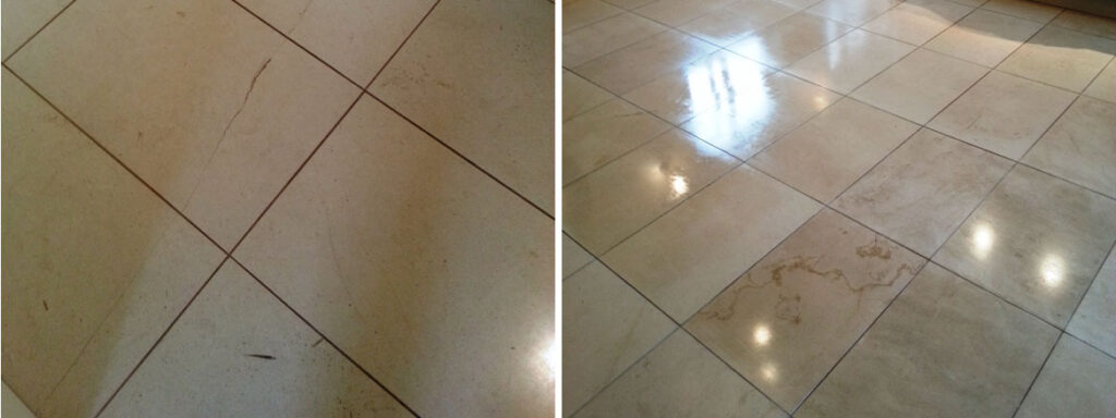 Limestone Tile Before After Burnishing Gainsborough