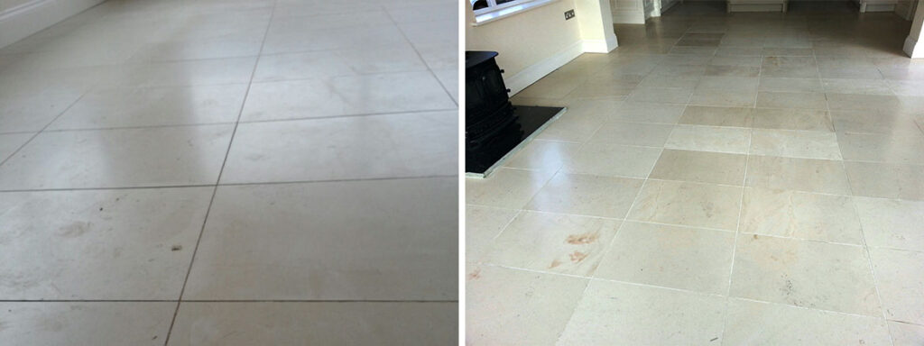 Limestone Tiles in Louth Before After Sealing