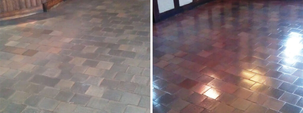 Quarry Tile Before After Cleaning and Sealing