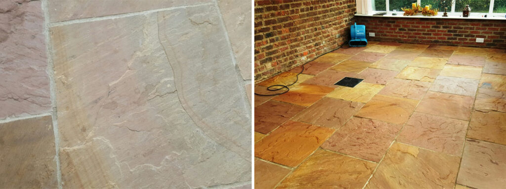 Riven Flagstone Floor Before After Sealing Boston