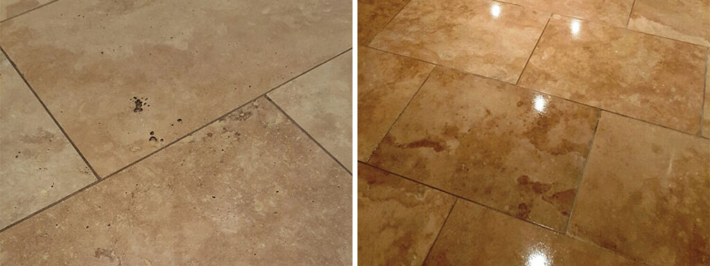 Travertine Floor Before After Refurbishment Sleaford