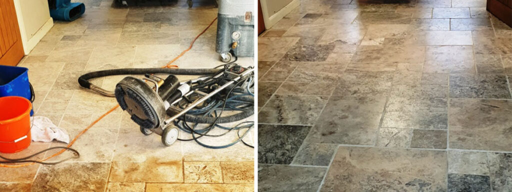 Travertine Floor Polishing Coningsby Before After Cleaning