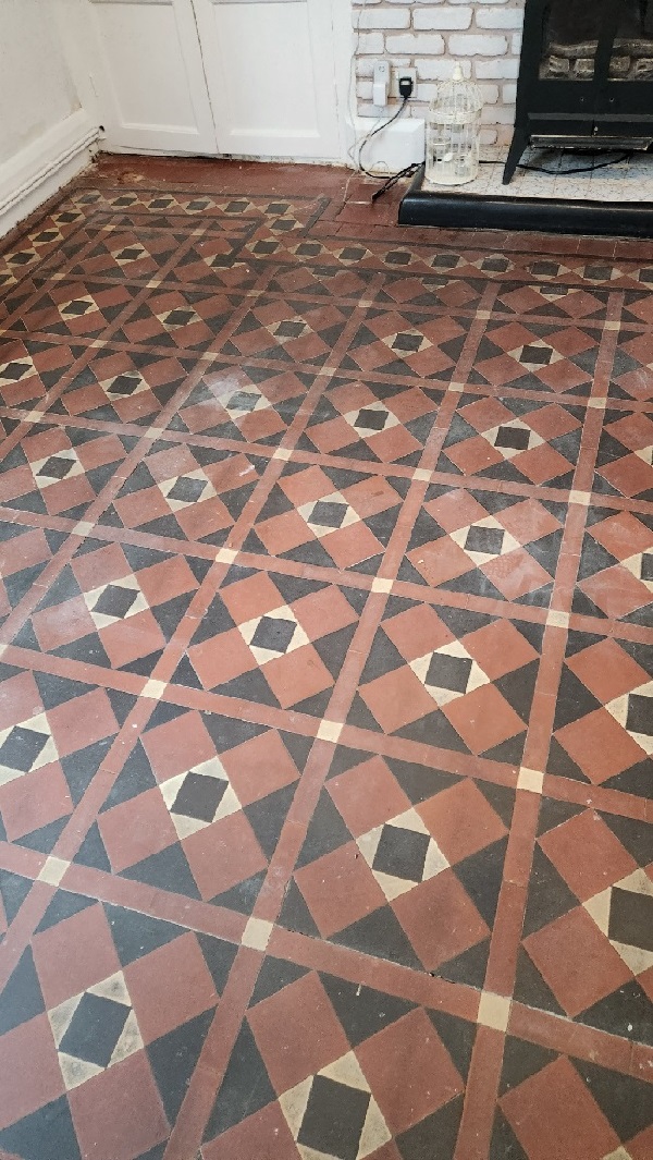 Victorian Tiled Floor Before Restoration Boston