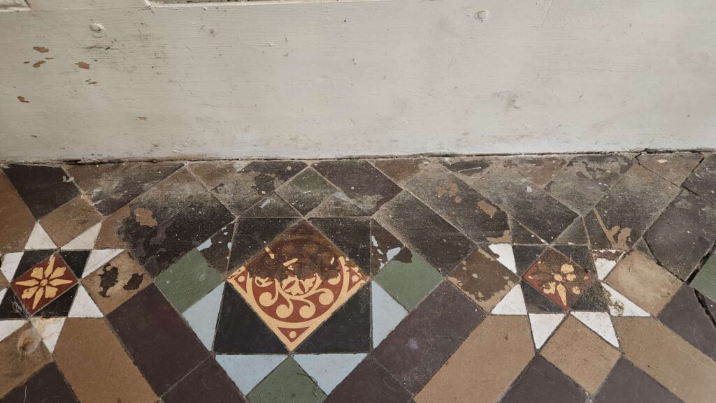 Minton Hollins Victorian Floor Before Cleaning Spalding