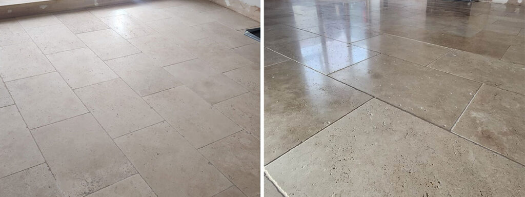 Travertine Floor Stripped, Polished and Sealed in Boston