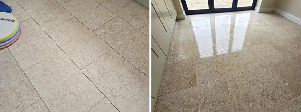 Polishing a Limestone Tiled Floor in Grantham