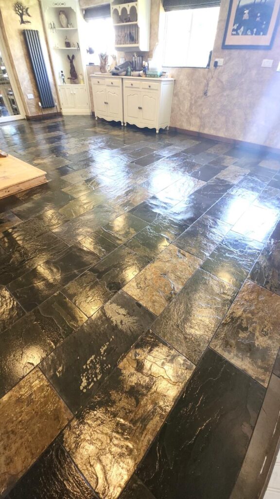 Riven Slate Tiled Floor After Renovation Boston