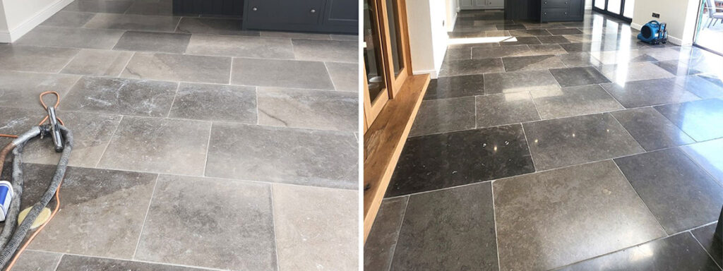 Dull & Scratched Limestone Floor Polished in Horncastle South Lincolnshire