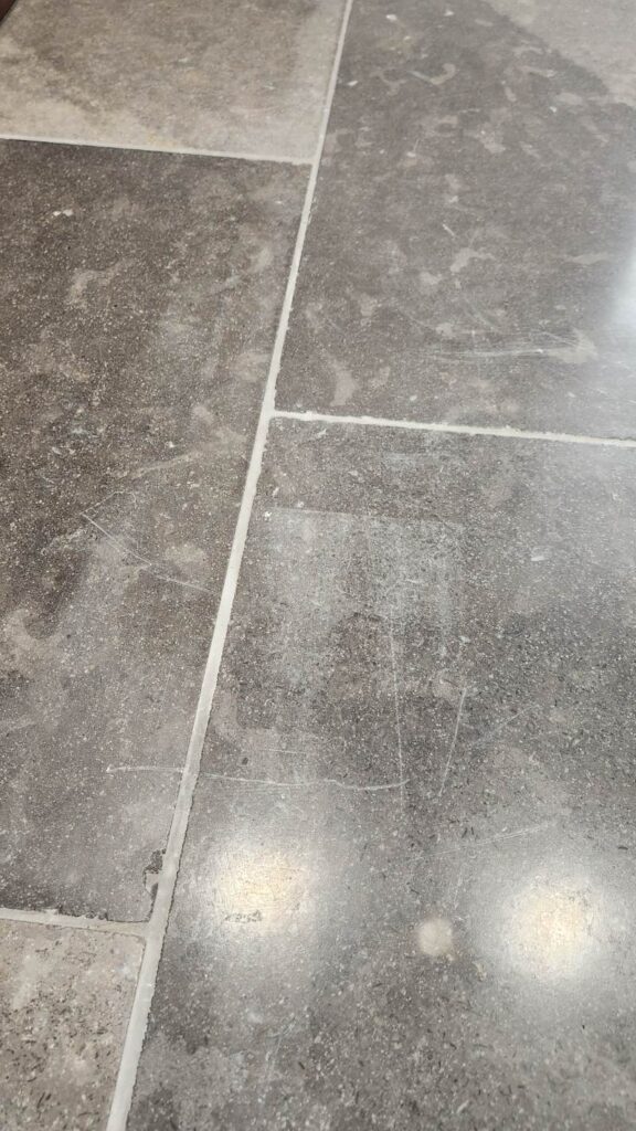 Scratched Limestone Floor Before Cleaning Horncastle