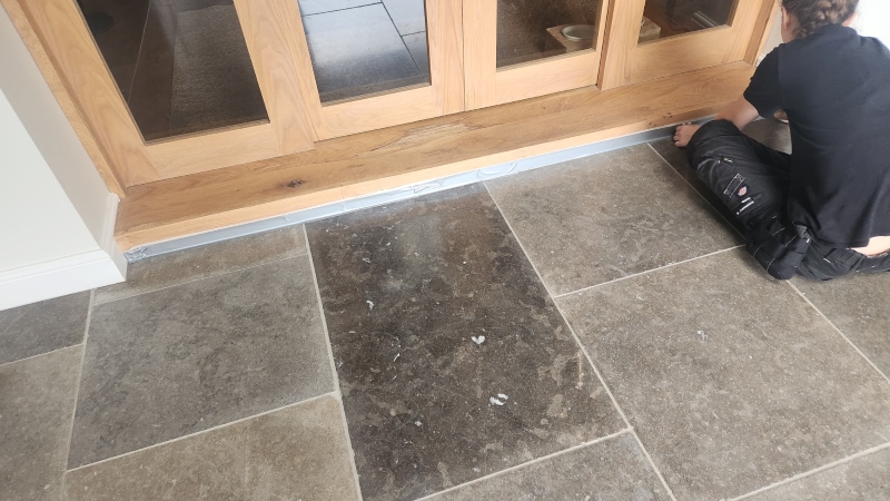 Scratched Limestone Floor Before Cleaning Horncastle